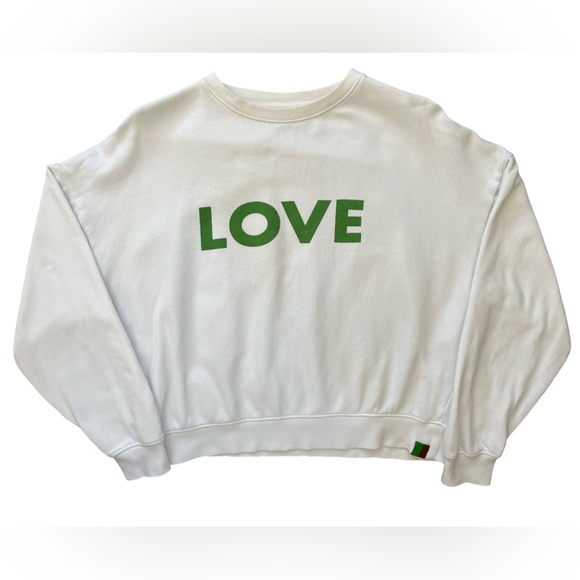 Womens Kule Green ‘LOVE’ White and Green Spell-Out Graphic Sweatshirt Small - Picture 1 of 5